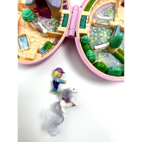 1995 Bluebird Shetland Pony Stable Pink Compact Oval Pony Horse Vtg Polly Pocket - Picture 6 of 8